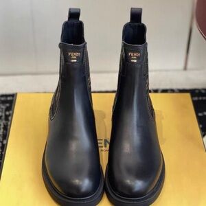 Fendi Black Leather Ankle Boots